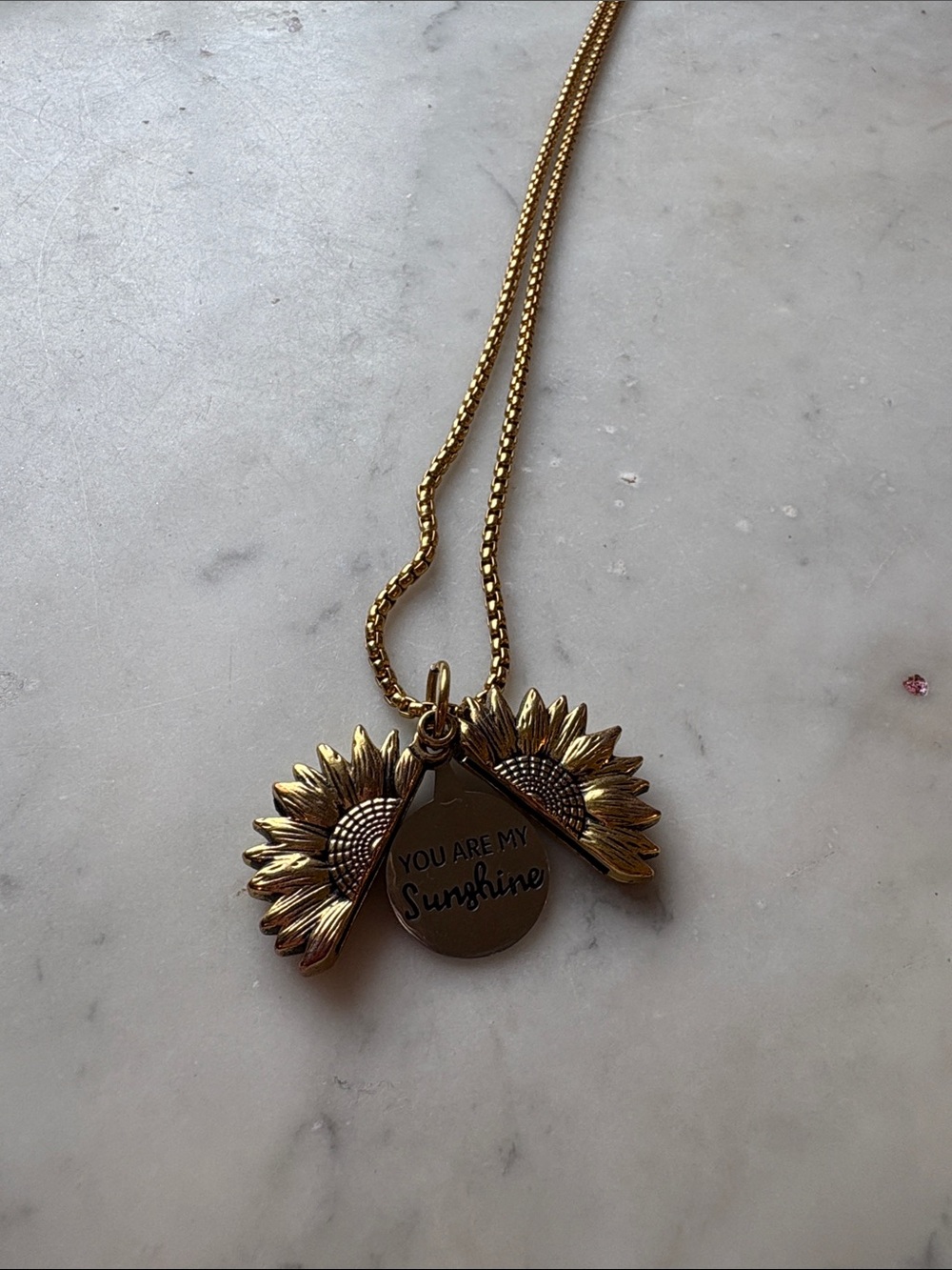 Gold Sunflower 'You Are My Sunshine' Pendant Necklace